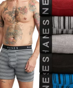Men's Hanes Ultimate® 5-pack Exposed Waistband Boxer Brief -Mens Hanes Clothing Shop 1354794 Assorted