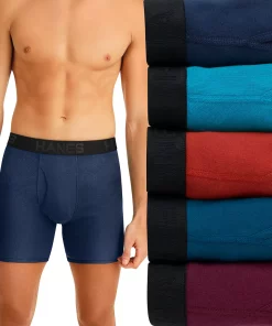 Men's Hanes Ultimate® 5-pack Exposed Waistband Boxer Brief -Mens Hanes Clothing Shop 1354794 Blue Orange Assorted