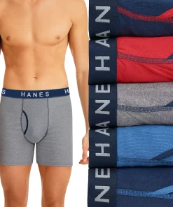 Men's Hanes Ultimate® 5-pack Exposed Waistband Boxer Brief -Mens Hanes Clothing Shop 1354794 Red Ringer
