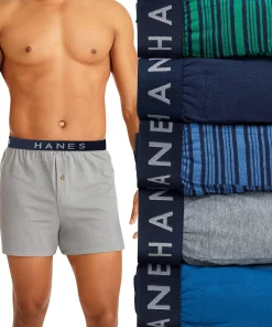 Hanes 5Pk Dyed Knit Boxer