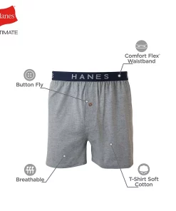 Hanes 5Pk Dyed Knit Boxer -Mens Hanes Clothing Shop 1354804 ALT5