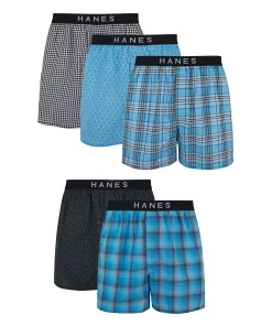 Men's Hanes Ultimate® 5-pack Plaid Woven Boxers -Mens Hanes Clothing Shop 1354811 ALT2