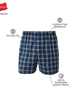 Men's Hanes Ultimate® 5-pack Plaid Woven Boxers -Mens Hanes Clothing Shop 1354811 ALT5