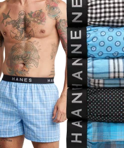 Men's Hanes Ultimate® 5-pack Plaid Woven Boxers