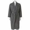 Men's Hanes® Lightweight Woven Shawl Robe -Mens Hanes Clothing Shop 1717424 Black Plaid