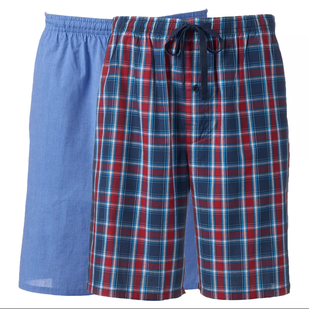 Men's Hanes® Classics 2-pack Plaid Woven Jams Sleep Shorts 3 Men's Hanes® Classics 2-pack Plaid Woven Jams Sleep Shorts