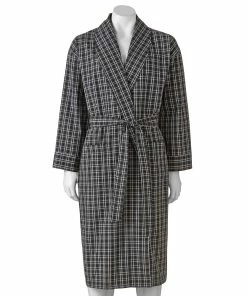 Big & Tall Hanes® Lightweight Woven Shawl Robe 11 Big & Tall Hanes® Lightweight Woven Shawl Robe -Mens Hanes Clothing Shop 2517244 Black Plaid