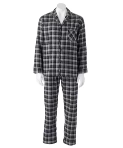 Men's Hanes Ultimate® Plaid Flannel Pajama Set -Mens Hanes Clothing Shop 2991215 Black Plaid