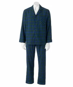 Men's Hanes Ultimate® Plaid Flannel Pajama Set -Mens Hanes Clothing Shop 2991215 Black Watch Plaid
