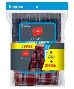 Men's Hanes® Classics 5-pack + 2 Bonus Full-Cut Plaid Woven Boxers 9 Men's Hanes® Classics 5-pack + 2 Bonus Full-Cut Plaid Woven Boxers -Mens Hanes Clothing Shop 3109921 ALT2