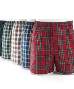Men's Hanes® Classics 5-pack + 2 Bonus Full-Cut Plaid Woven Boxers