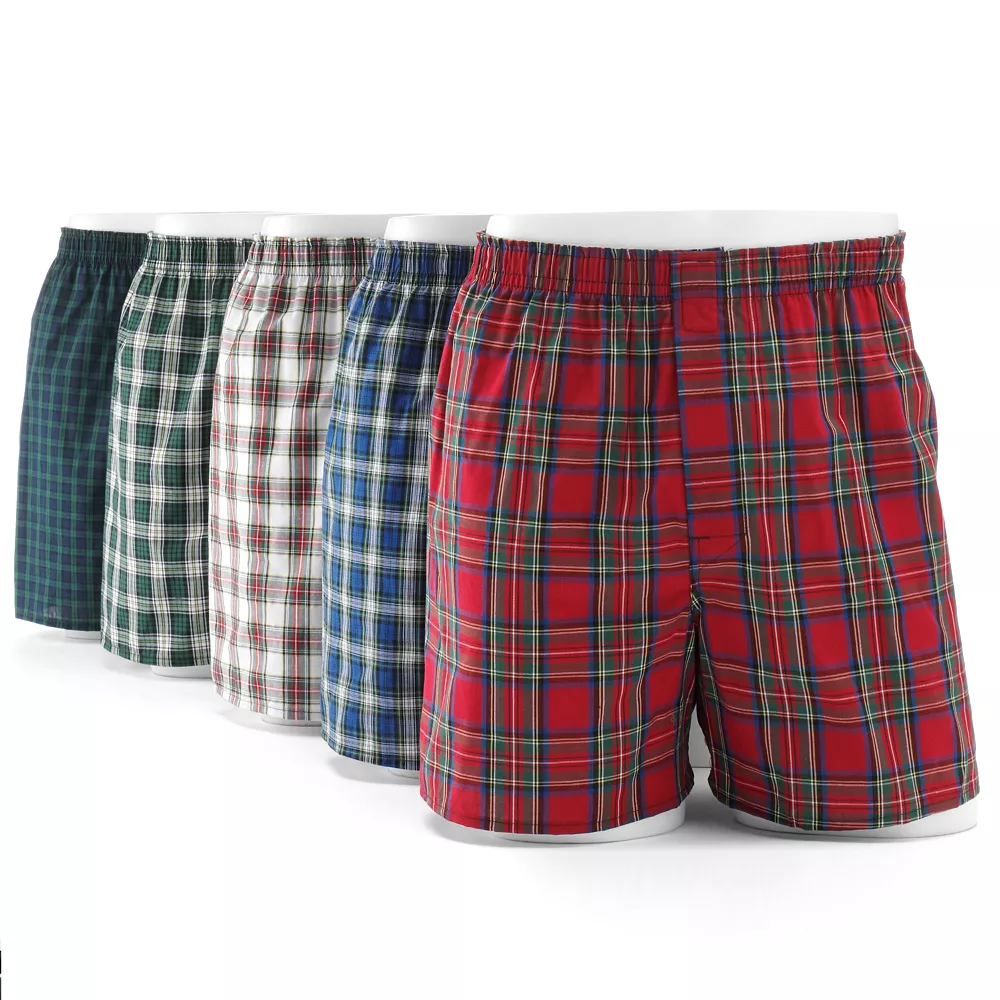 Men's Hanes® Classics 5-pack + 2 Bonus Full-Cut Plaid Woven Boxers 3 Men's Hanes® Classics 5-pack + 2 Bonus Full-Cut Plaid Woven Boxers