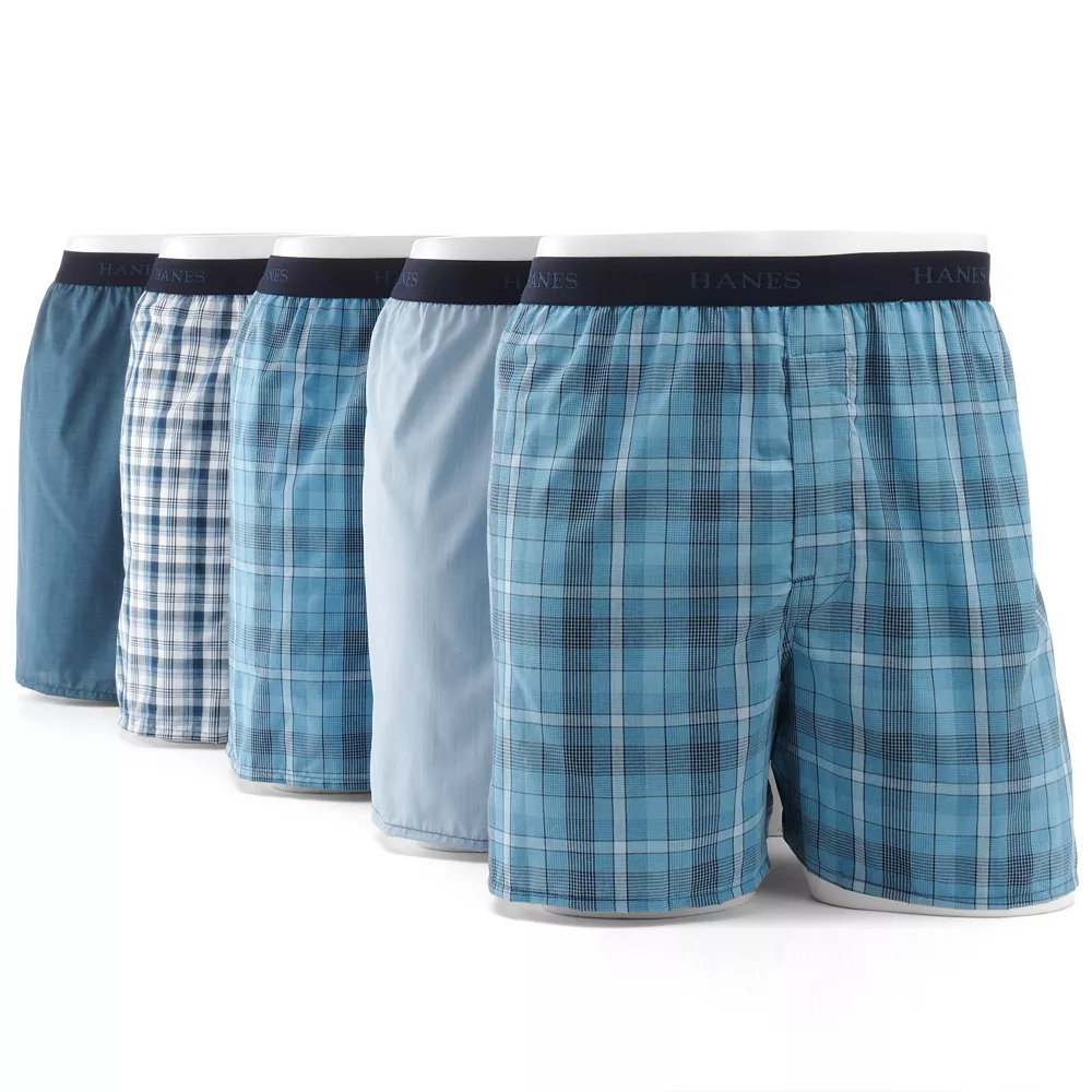 Men's Hanes® Classics 5-pack + 2 Bonus Full-Cut Plaid Woven Boxers 4 Men's Hanes® Classics 5-pack + 2 Bonus Full-Cut Plaid Woven Boxers - Image 2