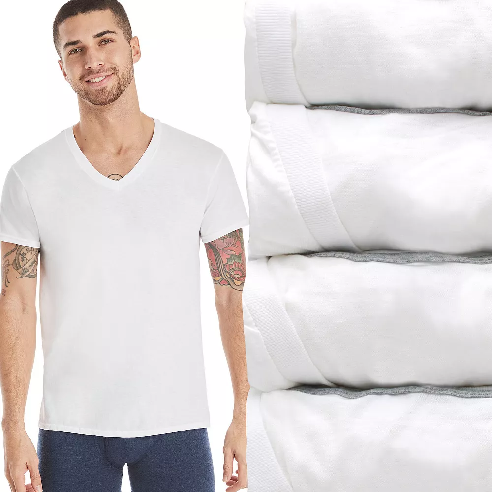 Men's Hanes Ultimate® 4-pack ComfortBlend V-Neck Tees 3 Men's Hanes Ultimate® 4-pack ComfortBlend V-Neck Tees