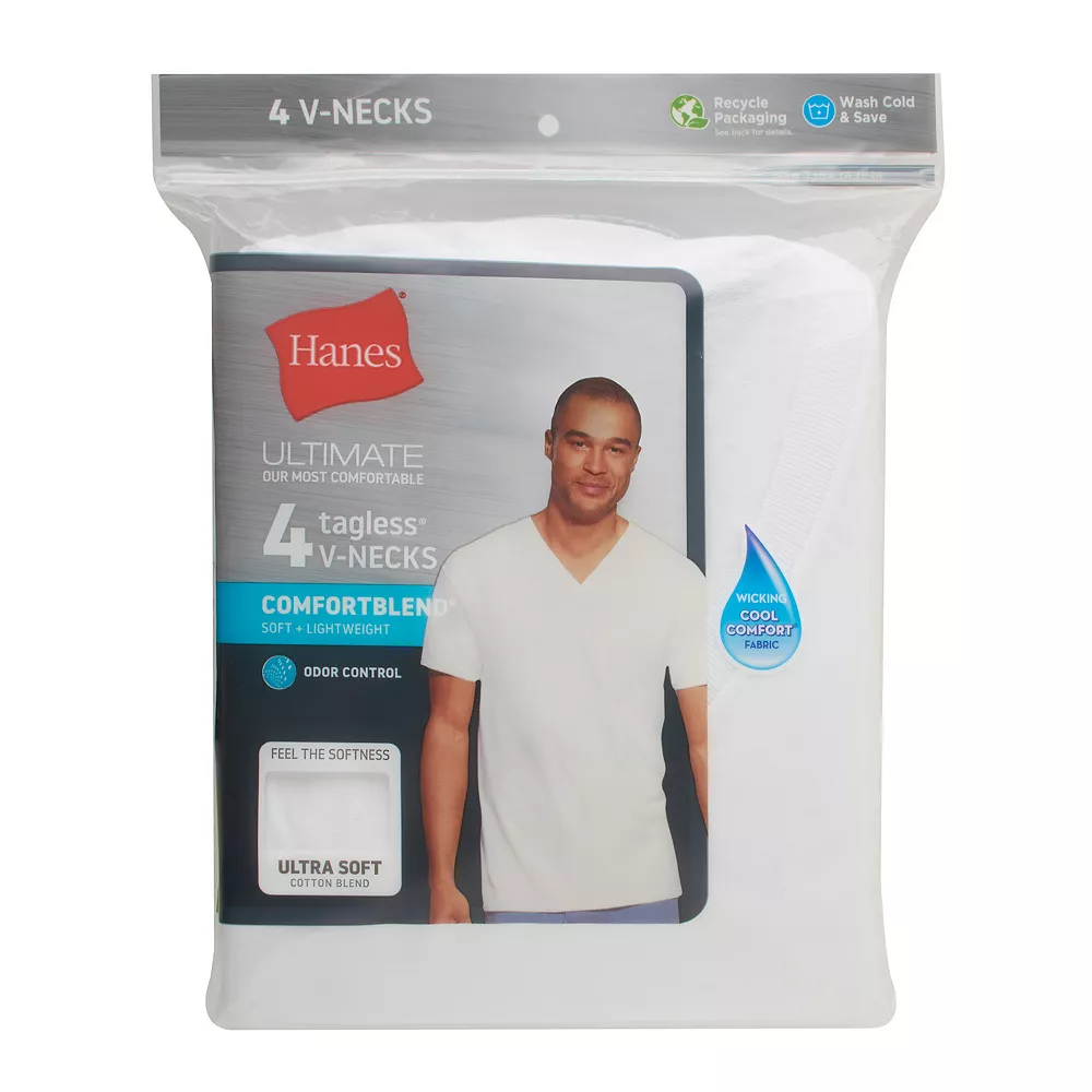 Men's Hanes Ultimate® 4-pack ComfortBlend V-Neck Tees 5 Men's Hanes Ultimate® 4-pack ComfortBlend V-Neck Tees - Image 3