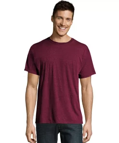 Men's Hanes Ultimate® X-Temp FreshIQ Textured Slubbed Super Soft Crewneck Tee -Mens Hanes Clothing Shop 3264832 Cranberry Tart Heath