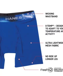 Men's Hanes Ultimate® 4-pack X-Temp Air Mesh Longer-Leg Boxer Briefs -Mens Hanes Clothing Shop 4260108 ALT99