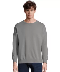 Men's Hanes® ComfortWash Garment-Dyed Fleece Sweatshirt -Mens Hanes Clothing Shop 4462635 Concrete Gray