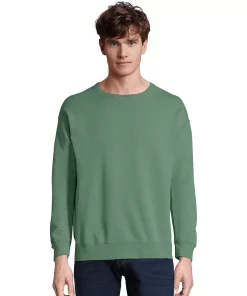 Men's Hanes® ComfortWash Garment-Dyed Fleece Sweatshirt -Mens Hanes Clothing Shop 4462635 Cypress Green