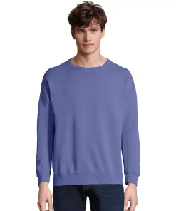 Men's Hanes® ComfortWash Garment-Dyed Fleece Sweatshirt -Mens Hanes Clothing Shop 4462635 Deep Forte Blue