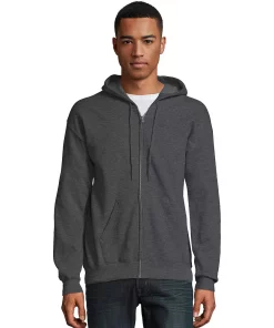 Men's Hanes® EcoSmart Fleece Full-Zip Hooded Jacket 23 Men's Hanes® EcoSmart Fleece Full-Zip Hooded Jacket -Mens Hanes Clothing Shop 4489033 Charcoal Heather1