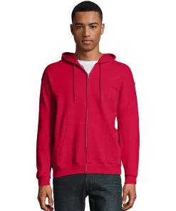 Men's Hanes® EcoSmart Fleece Full-Zip Hooded Jacket 20 Men's Hanes® EcoSmart Fleece Full-Zip Hooded Jacket -Mens Hanes Clothing Shop 4489033 Deep Red1