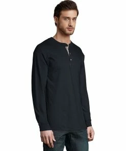 Men's Hanes® Beefy Heavyweight Henley -Mens Hanes Clothing Shop 4489040 ALT2