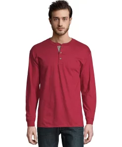 Men's Hanes® Beefy Heavyweight Henley -Mens Hanes Clothing Shop 4489040 Burnt Brick