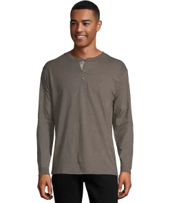 Men's Hanes® Beefy Heavyweight Henley -Mens Hanes Clothing Shop 4489040 Camouflage Green
