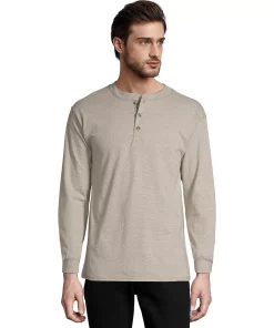 Men's Hanes® Beefy Heavyweight Henley -Mens Hanes Clothing Shop 4489040 Pebblestone Crossdye