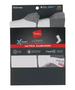 Men's Hanes Ultimate® 8-Pack X-Temp Ultra Cushion Crew Socks -Mens Hanes Clothing Shop 4638352 ALT
