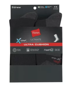Men's Hanes Ultimate® 8-Pack X-Temp Ultra Cushion Crew Socks -Mens Hanes Clothing Shop 4638352 ALT2