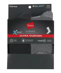 Men's Hanes Ultimate® 8-Pack X-Temp Ultra Cushion Crew Socks -Mens Hanes Clothing Shop 4638352 ALT3
