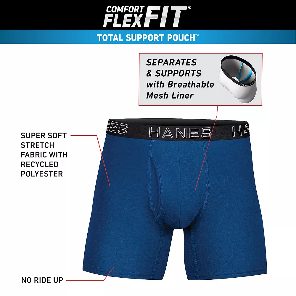 Men's Hanes® 4-pack Ultimate Comfort Flex Fit Total Support Pouch™ Boxer Briefs 8 Men's Hanes® 4-pack Ultimate Comfort Flex Fit Total Support Pouch™ Boxer Briefs - Image 6