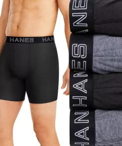 Men's Hanes® 4-pack Ultimate Comfort Flex Fit Total Support Pouch™ Boxer Briefs 11 Men's Hanes® 4-pack Ultimate Comfort Flex Fit Total Support Pouch™ Boxer Briefs -Mens Hanes Clothing Shop 4888581 Black Gray