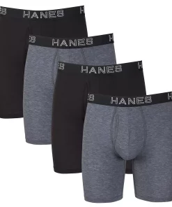 Men's Hanes® 4-pack Ultimate Comfort Flex Fit Total Support Pouch™ Long-Leg Boxer Briefs -Mens Hanes Clothing Shop 4888584 ALT