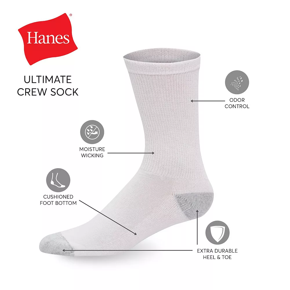 Men's Hanes Ultimate® 12-pack Soft & Durable Crew Socks 7 Men's Hanes Ultimate® 12-pack Soft & Durable Crew Socks - Image 5