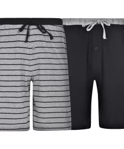Men's Hanes® 2-pack Knit Pajama Shorts -Mens Hanes Clothing Shop 4993013 Black Gray Stripe