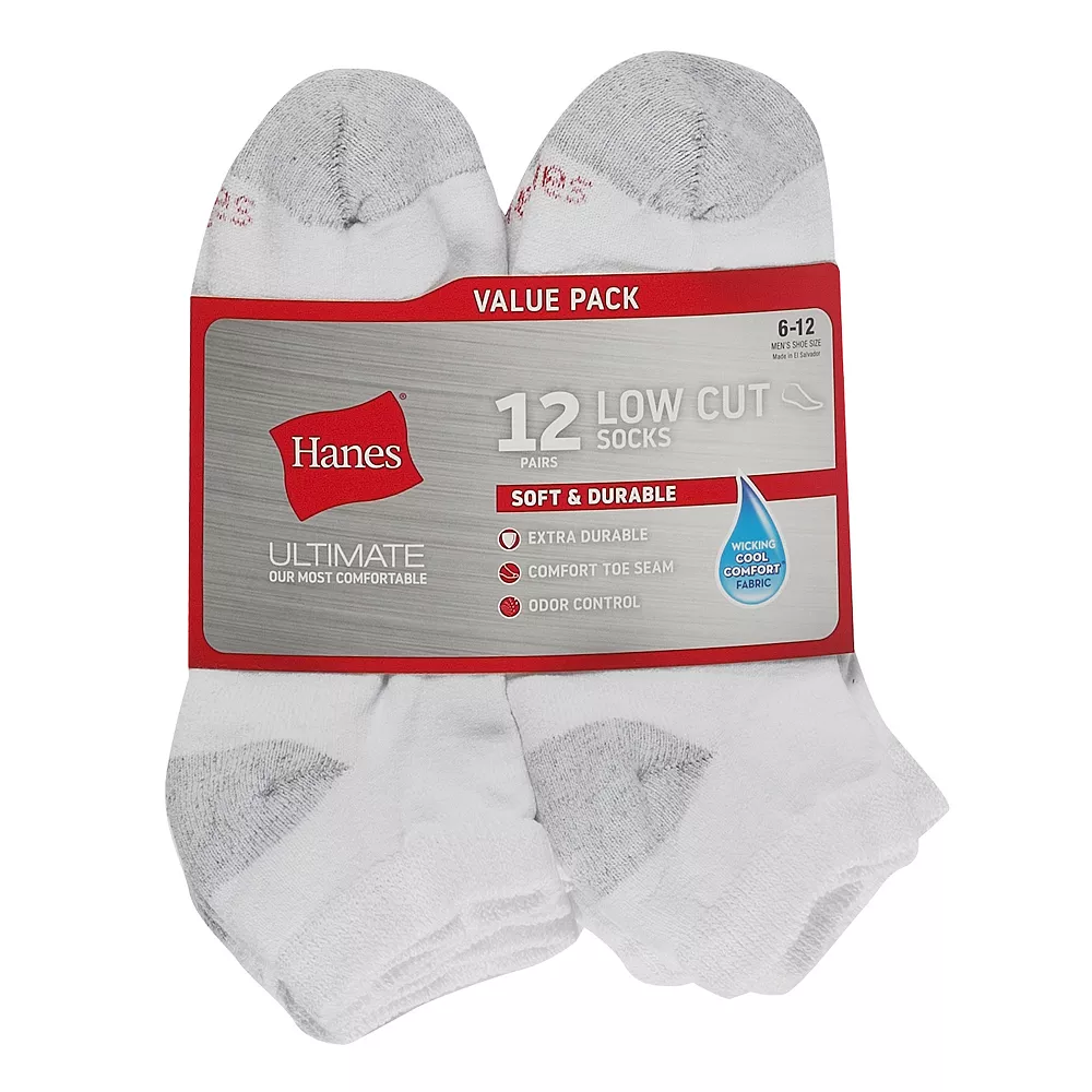 Men's Hanes Ultimate® 12-pack Low-Cut Socks 5 Men's Hanes Ultimate® 12-pack Low-Cut Socks - Image 3