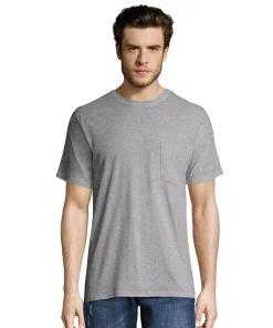 Big & Tall Hanes® Workwear 2-pack X-Temp Fresh IQ Crewneck Pocket Tees -Mens Hanes Clothing Shop 5164238 Light Steel