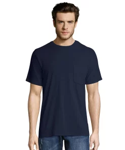 Big & Tall Hanes® Workwear 2-pack X-Temp Fresh IQ Crewneck Pocket Tees -Mens Hanes Clothing Shop 5164238 Navy
