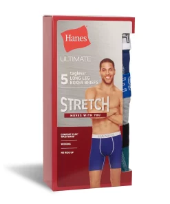 Men's Hanes Ultimate® 5-Pack Stretch Long Leg Boxer Brief -Mens Hanes Clothing Shop 5615966 ALT3