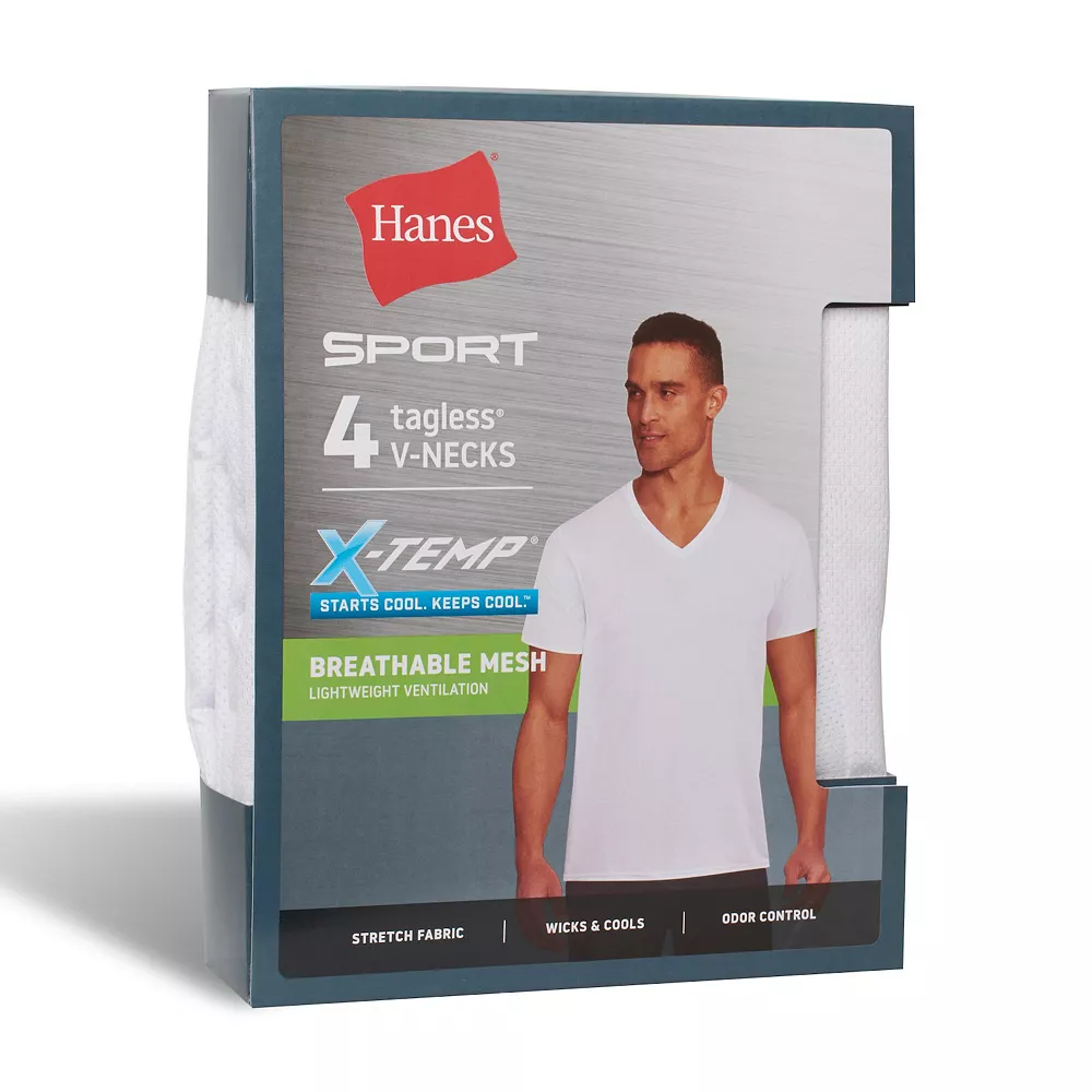 Men's Hanes Ultimate® 4-Pack X-Temp™ Mesh V-Neck Tees 6 Men's Hanes Ultimate® 4-Pack X-Temp™ Mesh V-Neck Tees - Image 4