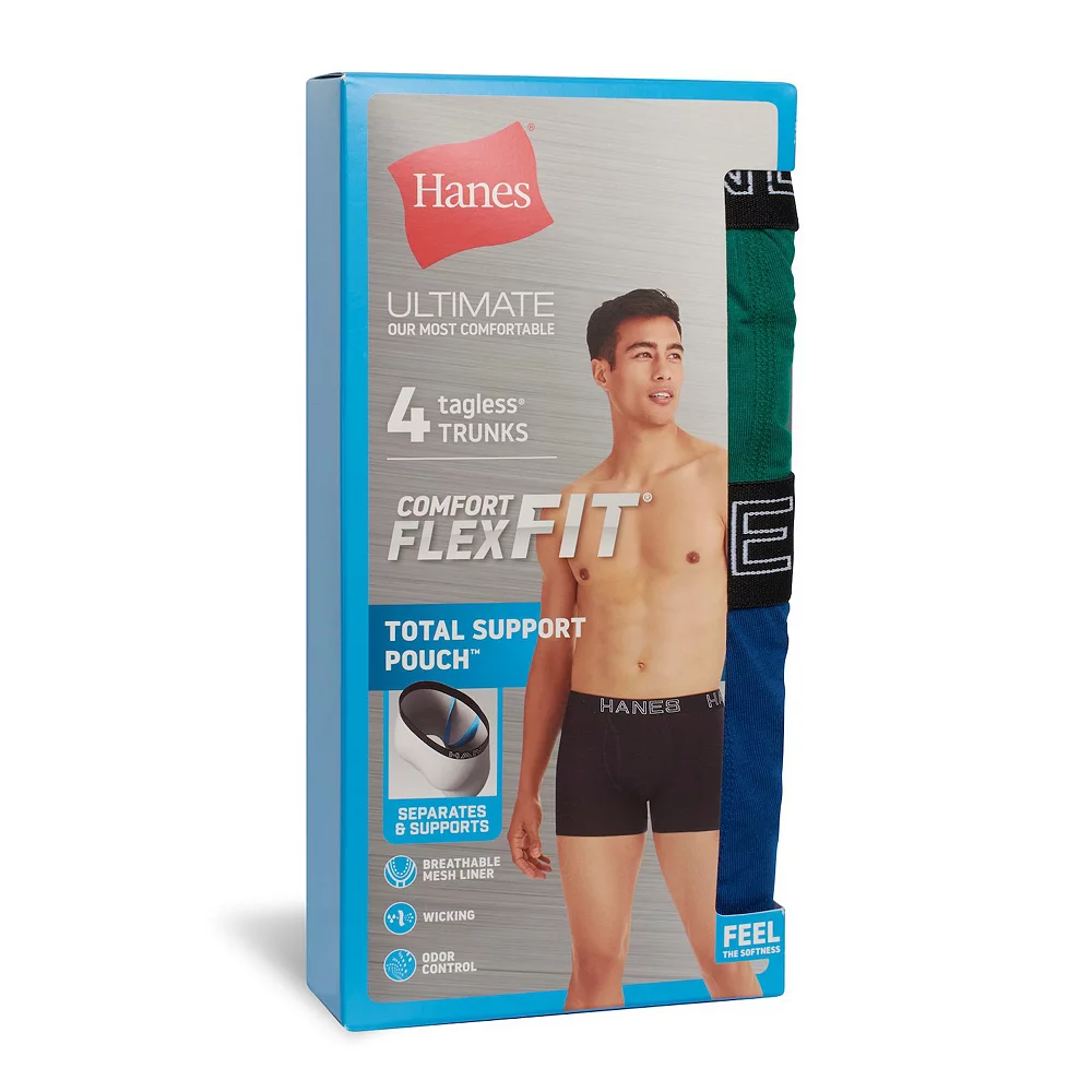 Men's Hanes Ultimate® 4-Pack Comfort Flex Fit® Total Support Pouch™ Trunks 6 Men's Hanes Ultimate® 4-Pack Comfort Flex Fit® Total Support Pouch™ Trunks - Image 4
