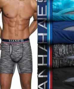 Men's Hanes Sport™ 4-Pack X-Temp® Total Support Pouch™ Long-Leg Boxer Briefs