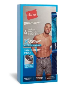 Men's Hanes Sport™ 4-Pack X-Temp® Total Support Pouch™ Long-Leg Boxer Briefs -Mens Hanes Clothing Shop 5616504 ALT2