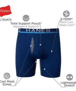 Men's Hanes Sport™ 4-Pack X-Temp® Total Support Pouch™ Long-Leg Boxer Briefs -Mens Hanes Clothing Shop 5616504 ALT4