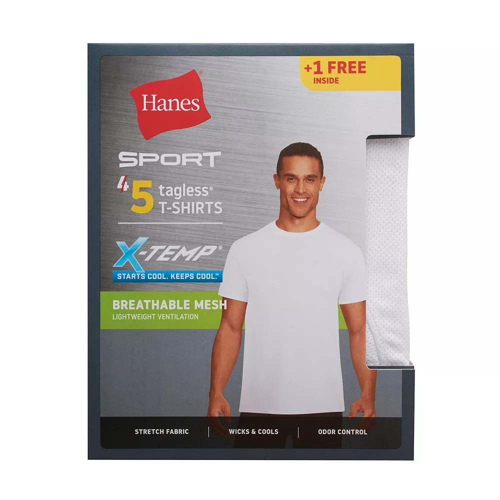 Men's Hanes Ultimate® 4 pack + 1 Bonus X-Temp™ Mesh Crewneck Tee 5 Men's Hanes Ultimate® 4 pack + 1 Bonus X-Temp™ Mesh Crewneck Tee - Image 3