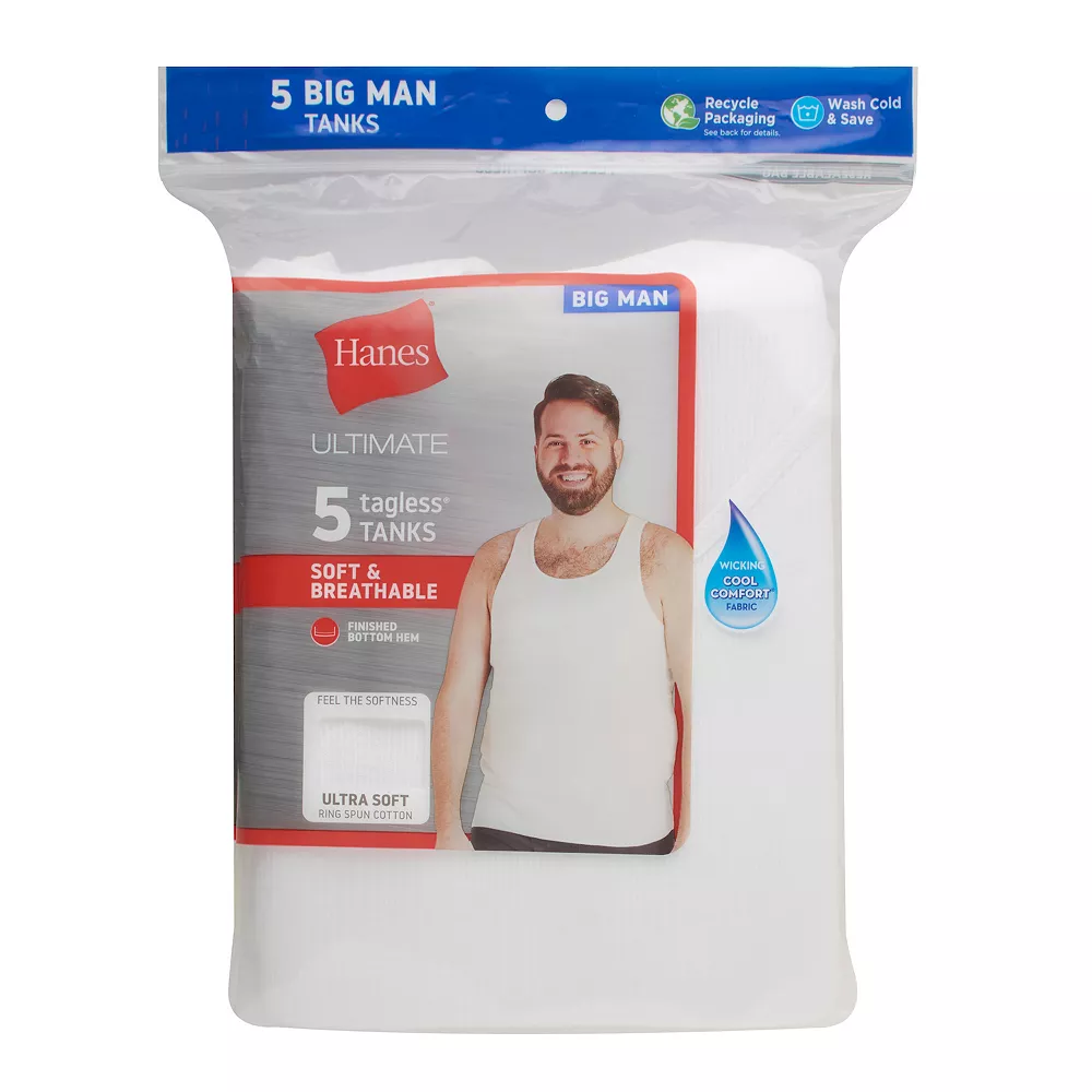 Big & Tall Hanes Ultimate® Cool Comfort® 5-Pack Tanks 5 Big & Tall Hanes Ultimate® Cool Comfort® 5-Pack Tanks - Image 3