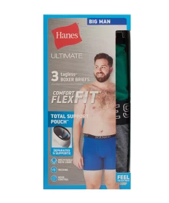 Big & Tall Hanes Ultimate® Comfort Flex Fit® Total Support Pouch® 3-Pack Boxer Brief 9 Big & Tall Hanes Ultimate® Comfort Flex Fit® Total Support Pouch® 3-Pack Boxer Brief -Mens Hanes Clothing Shop 5703709 ALT2